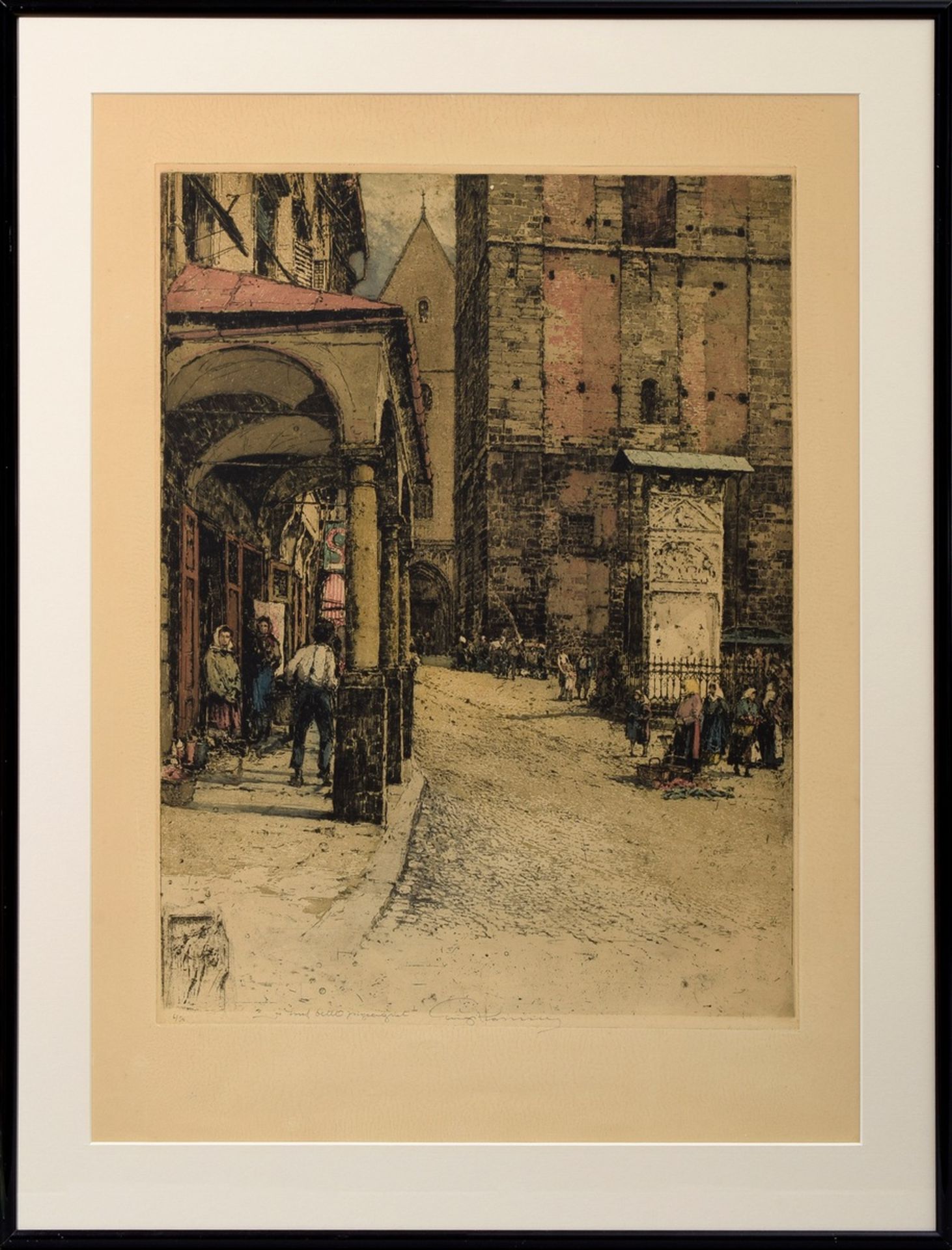 Kasimir, Luigi (1881-1962) "Pettau Hauptplatz", Farbradierung, 6/50, u.l. in Bl - Bild 2 aus 3