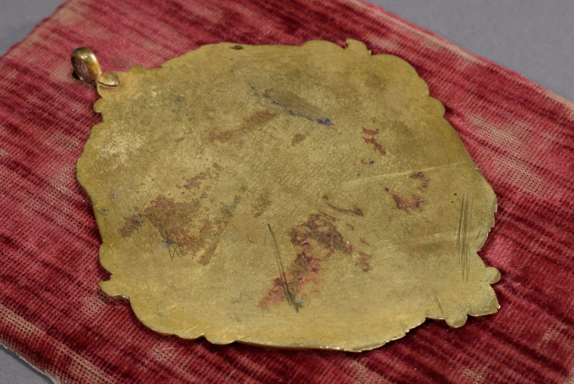 Reliefplakette „Mariae Verkündigung“ in floraler Rahmung, feuervergoldete Bronz - Image 3 of 4