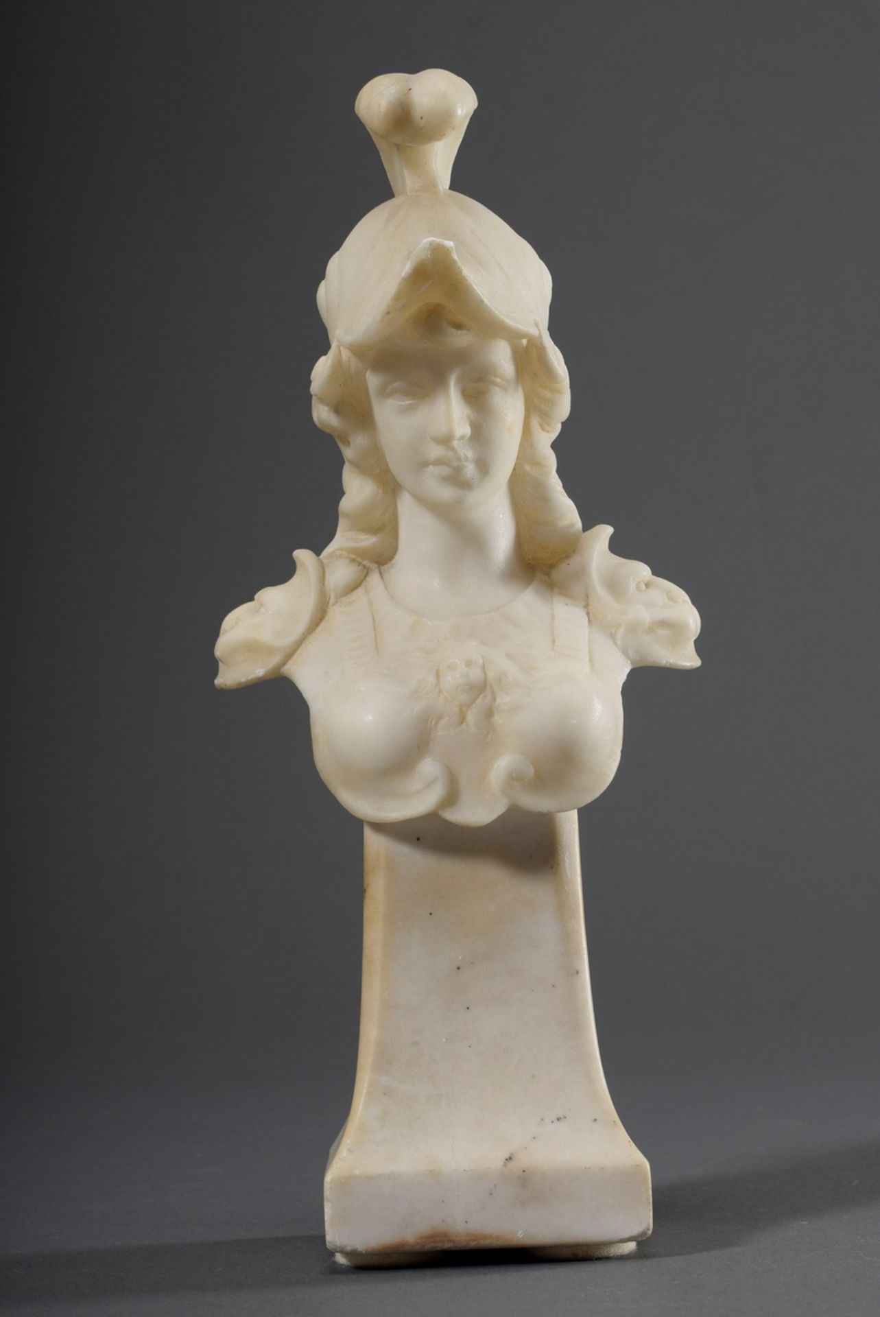 Büste "Athene", Marmor, sign. Köhler, um 1900, H. 26,5cm, bestoßen, Montierung - Bild 3 aus 9