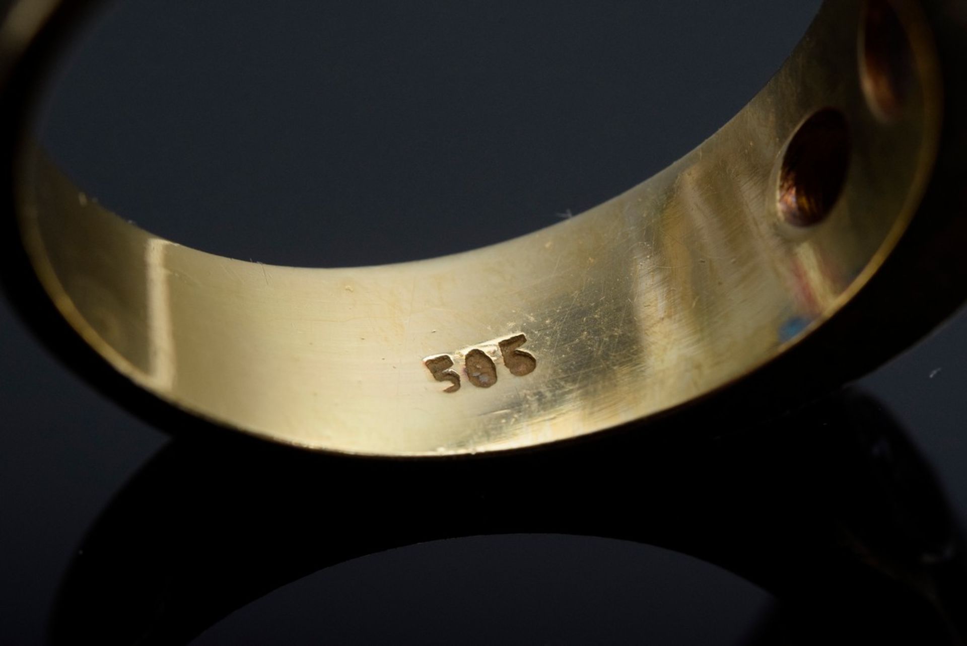 Handgefertigter GG 585 Bandring mit Saphir und Altschliffdiamanten (zus. ca. 0. - Bild 4 aus 4