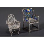2 Diverse chinesische Miniatursessel in Silberfi | 2 Various Chinese miniature armchairs in silver