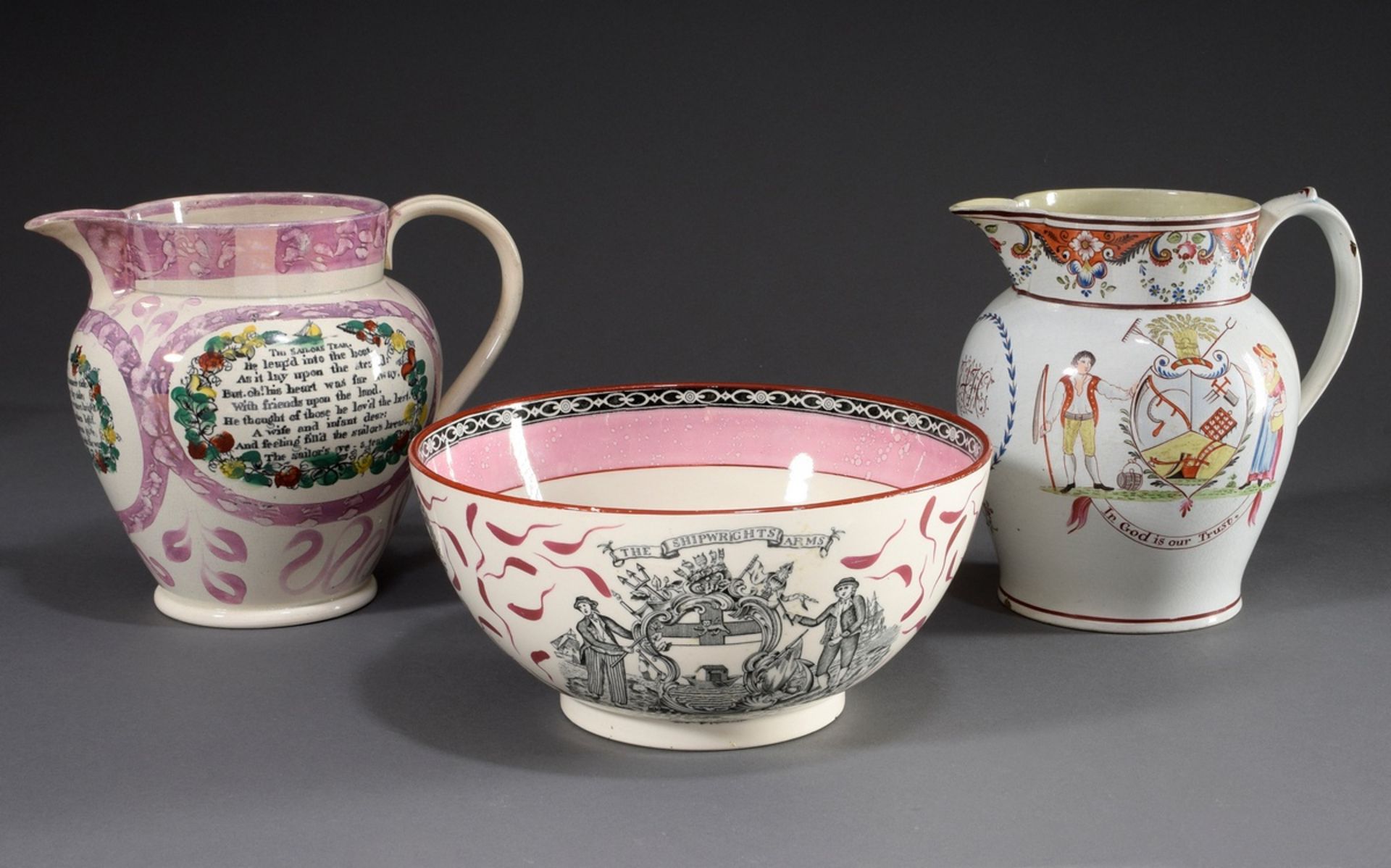 3 Diverse englische Weichporzellan Krüge und Sch | 3 Various English soft porcelain jugs and bowls - Image 2 of 18
