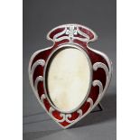 Rot emaillierter Arts and Crafts Rahmen in Herzf | Red enamelled frame in heart shape, MM: Heinrich