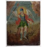 Mexikanisches Votivbild "Erzengel Michael", Anf. | Mexican votive picture "Archangel Michael", earl