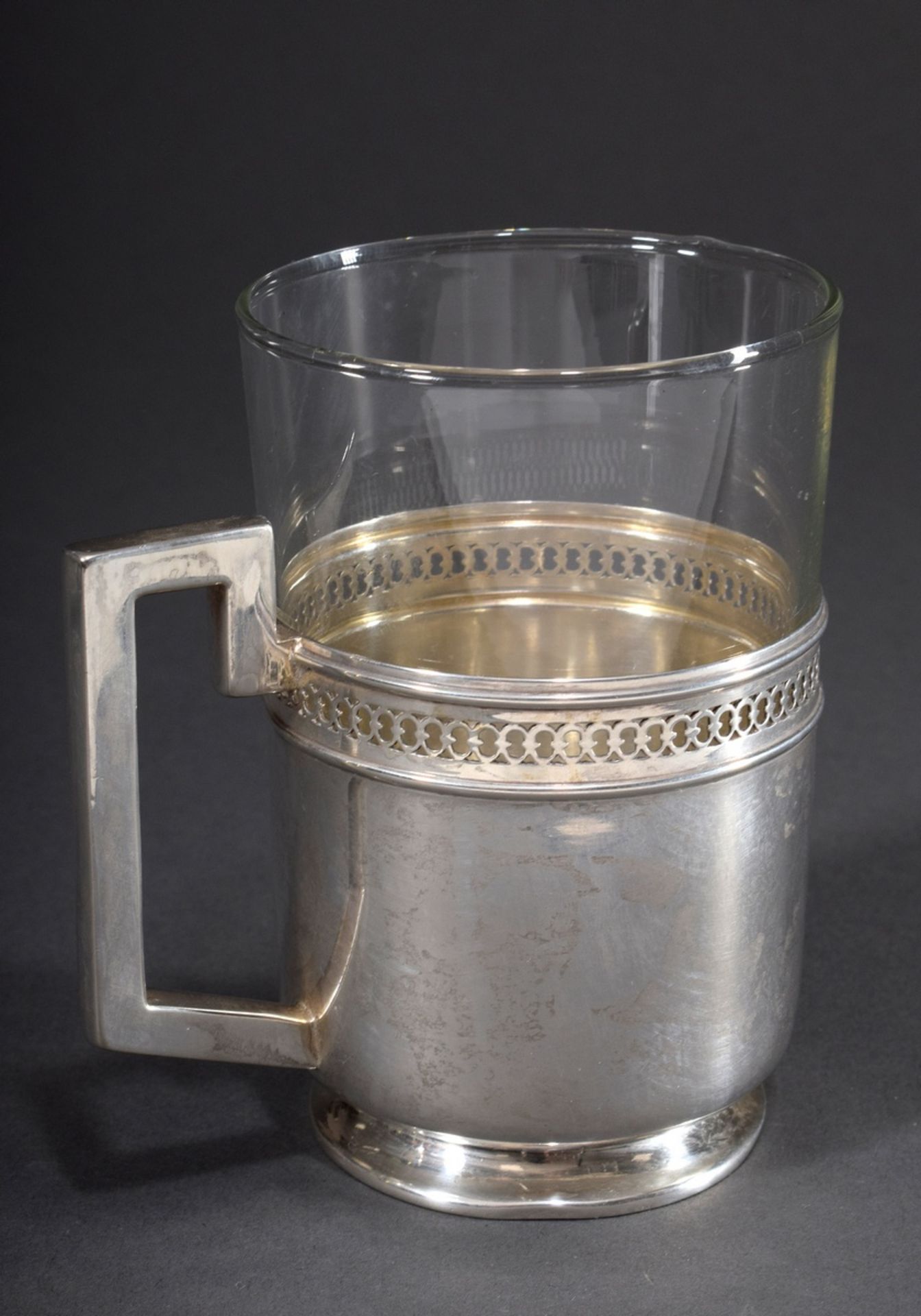 Teeglashalter mit Monogramm "EK" und Galerierand | Tea glass holder with monogram "EK" and gallery - Image 2 of 4