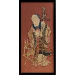 Große Seidenstickerei "Der Glücksgott Shoulao mi | Large silk embroidery "The god of luck Shoulao w