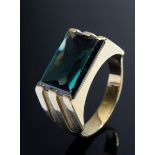 Markanter GG 585 Herrenring mit grünem synthetisch | Striking GG 585 men's ring with green syntheti