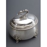 Spätbiedermeier Zuckerdose mit Perlrand auf orna | Late Biedermeier sugar bowl with pearl rim on or