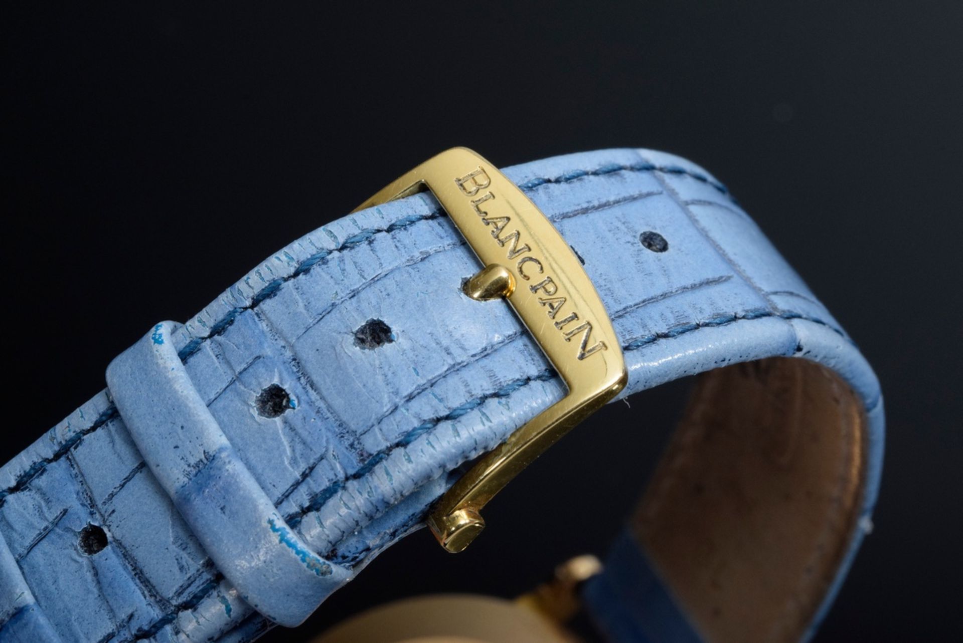 GG 750 Omega "Automatik" Armbanduhr mit hellblau | GG 750 Omega "automatic" wristwatch with light b - Bild 3 aus 6