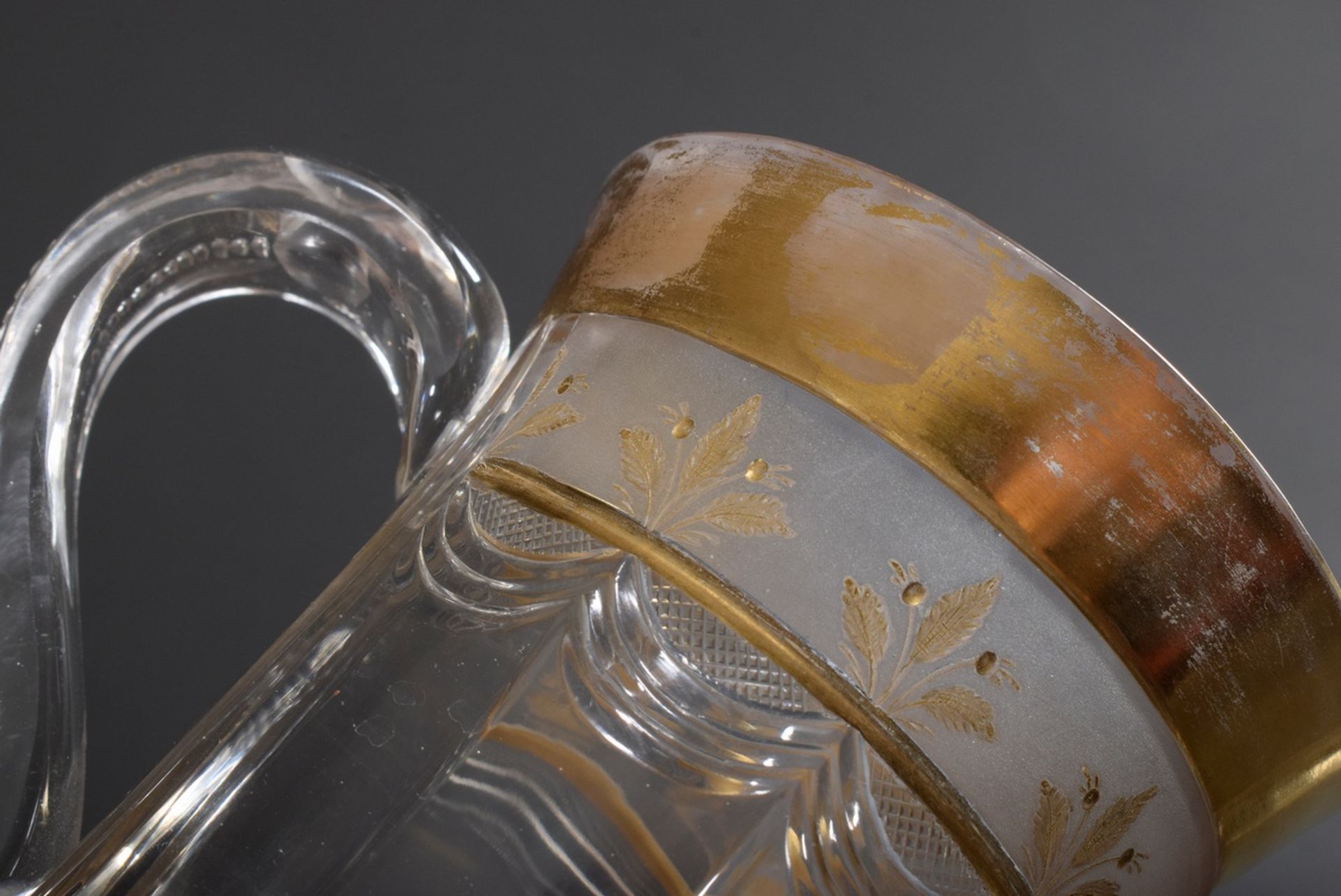 Facettierter Biedermeier Glas Deckelbecher mit v | Faceted Biedermeier glass lidded cup with variou - Image 5 of 6