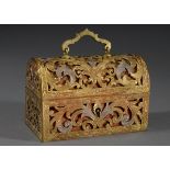 Kleine Historismus Runddeckel-Schatulle mit gesä | Small Historism round-lidded casket with sawn an