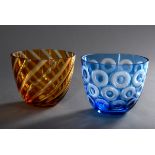 2 Rotter Schalen "Kreise" und "Streifen" in blau | 2 red bowls "Circles" and "Stripes" in blue and