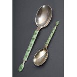 2 Diverse grün emaillierte Midcentury Löffel, Ja | 2 Various green enamelled Midcentury spoons, Jac