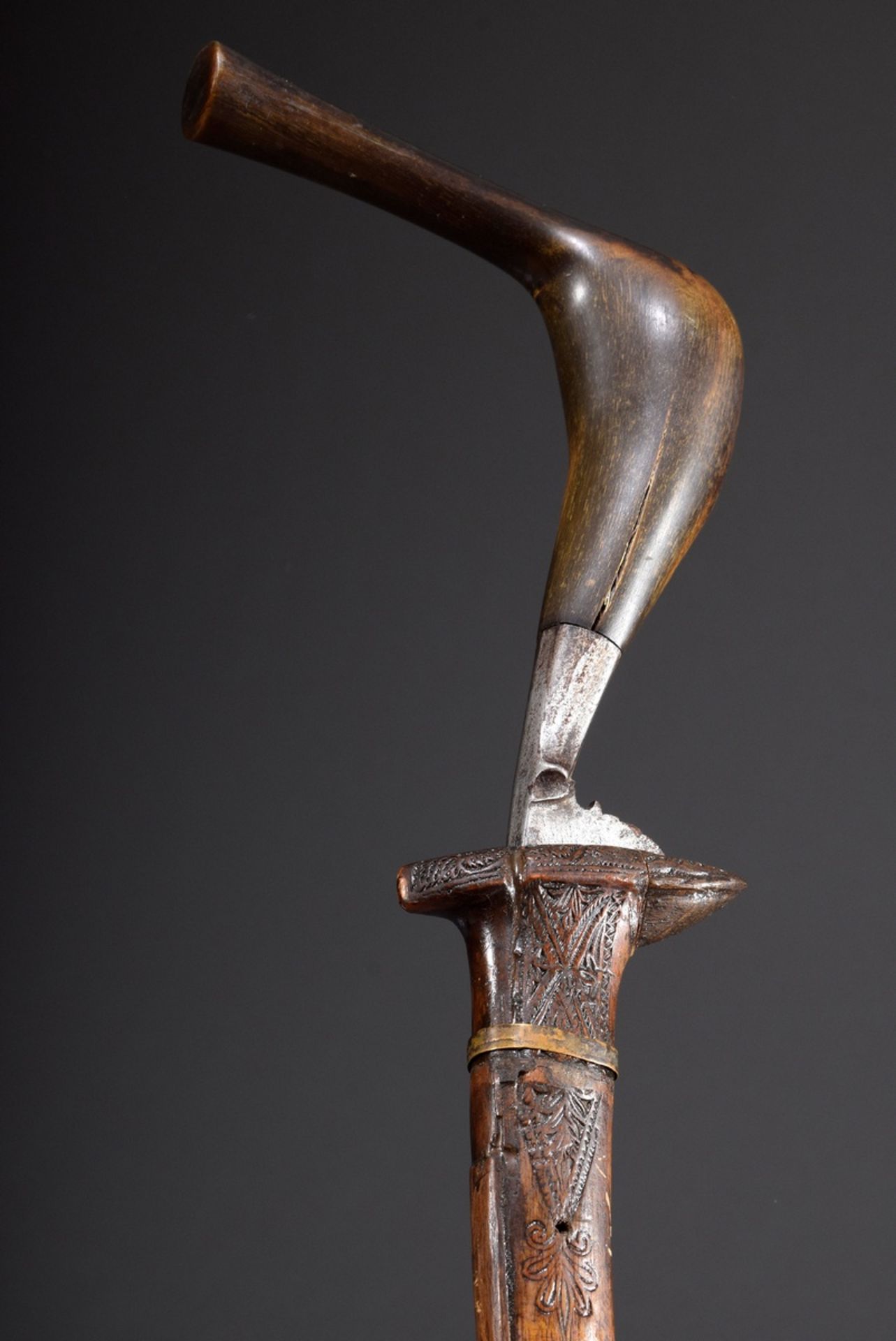 Malayischer Bade-Bade (Dolch) mit Büffelhorngrif | Malay bade-bade (dagger) with buffalo horn handl - Bild 3 aus 9