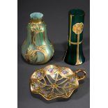 3 Diverse Teile Jugendstil Glas Vasen (H. 15/16c | 3 Various pieces Art Nouveau glass vases (h. 15/