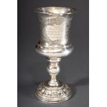 Versilberter Spätbiedermeier Pokal mit gravierte | Silver plated late Biedermeier goblet with engra