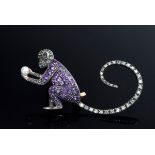Verspielte RG 375/Silber Nadel "Affe" mit facett | Playful RG 375/silver pin "Monkey" with faceted