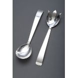 2 Teile versilbertes Salatbesteck in schlichter | 2 pieces of silver-plated salad servers in a pla