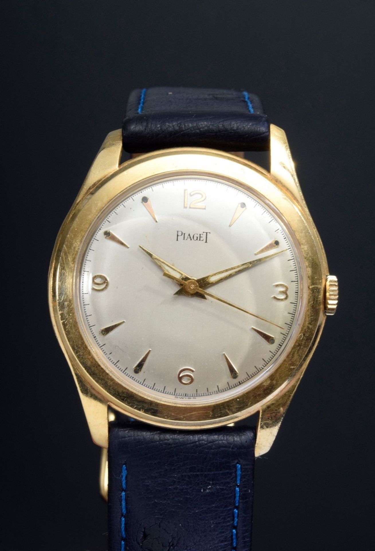 GG 750 Piaget Armbanduhr mit dunkelblauem Strauß | GG 750 Piaget wristwatch with dark blue ostrich - Bild 2 aus 4