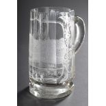 Facettierter Biedermeier Glas Humpen mit fein ge | Faceted Biedermeier glass tankard with finely cu