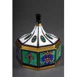 Mehreckige Art Deco Deckeldose mit starkfarbiger | Multi-angular Art Deco lidded box with strongly