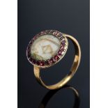 Antiker RG 750 Memoirering mit ovaler Haarminiat | Antique RG 750 memoir ring with oval hair miniat