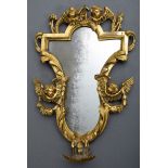 Altarspiegel mit feuervergoldetem Bronzerahmen v | Altar mirror with fire-gilt bronze frame decorat