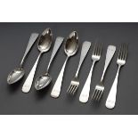 8 Teile schlichtes Menü Besteck mit graviertem M | 8 pieces of simple menu cutlery with engraved mo