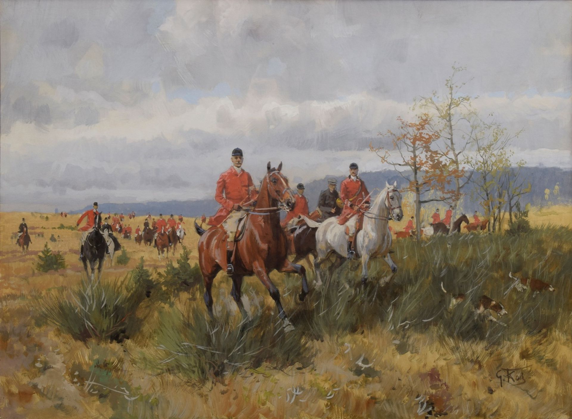 Koch, Georg (1878-?) "Parforcejagd", Gouache, u. | Koch, Georg (1878-?) "Par Force Hunt", gouache,