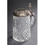 Historismus Kristall Humpen mit Steinelschliff u | Historicism crystal tankard with stone cut and e