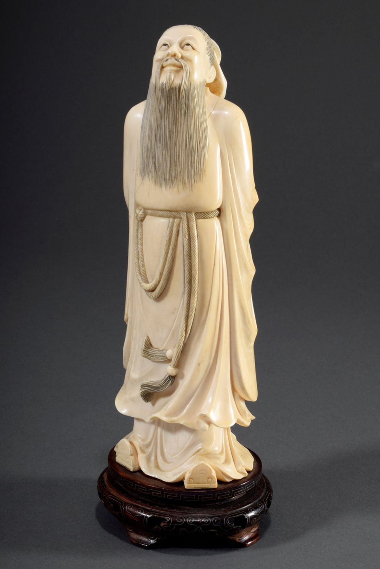 Chinesische Elfenbein Schnitzerei "Konfuzius, de | Chinese ivory carving "Confucius, looking up to - Bild 2 aus 9