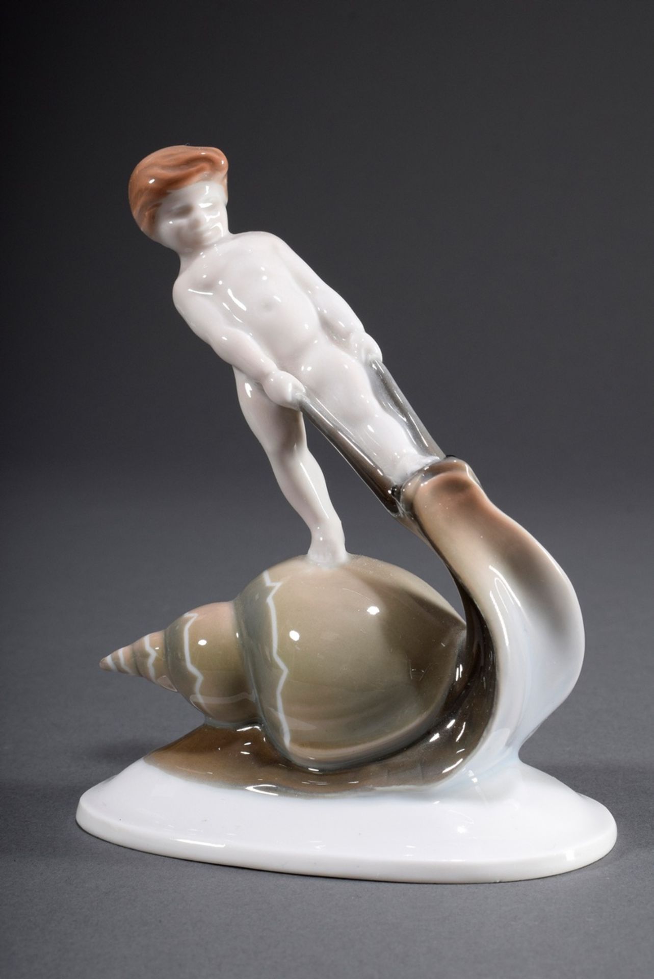 Rosenthal Figur "Schneckenreiter", dezent farbig | Rosenthal figurine "Snail rider", coloured paint