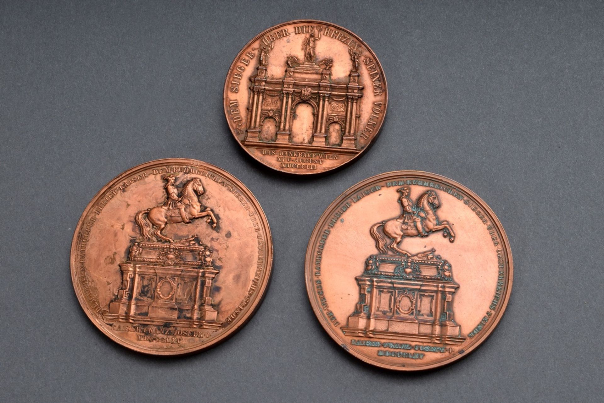 3 Diverse Bronze Medaillen Österreich-Habsburg: | 3 Various bronze medals Austria-Habsburg: 1x "Fr - Image 2 of 3