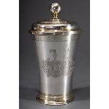 Barock Deckelbecher mit graviertem Allianzwappen | Baroque lidded cup with engraved alliance coat o