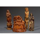 4 Diverse Schnitzereien: "Pieta mit Engel", "Mad | 4 Various carvings: "Pieta with Angel", "Madonna