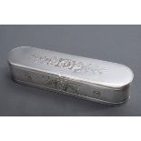 Längsovale versilbert WMF Dose in antikisierende | Longitudinal oval silver plated WMF box in antiq