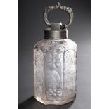Antike oktogonale Glas Schraubflasche mit reiche | Antique octagonal glass screw-top bottle with ri