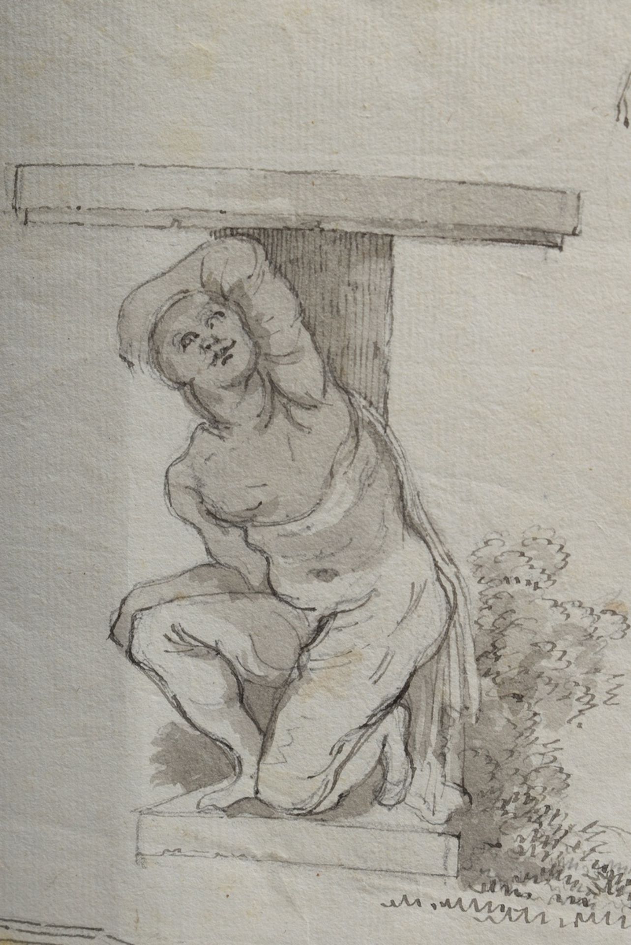 Unbekannter Künstler des 19.Jh., "Studienblatt A | Unknown artist of the 19th c., "Studiesheet Anti - Image 2 of 5