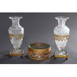 3 Diverse Teile Kristall mit vergoldeten Messing | 3 Various pieces of crystal with gilded brass mo