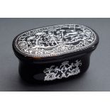 Seltene ovale Schildpatt Dose mit Silber Auflage | Rare oval tortoiseshell box with silver overlay