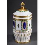 Hohe Art Deco Deckeldose mit ornamentaler Bemalu | Tall Art Deco lidded box with ornamental paintin