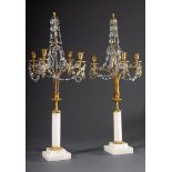 Paar klassizistische Tafelgirandolen mit feuerve | Pair of classicistic table girandoles with fire-