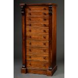 Palisander Hochkommode mit 10 Schüben und seitli | Rosewood high chest with 10 drawers and lateral