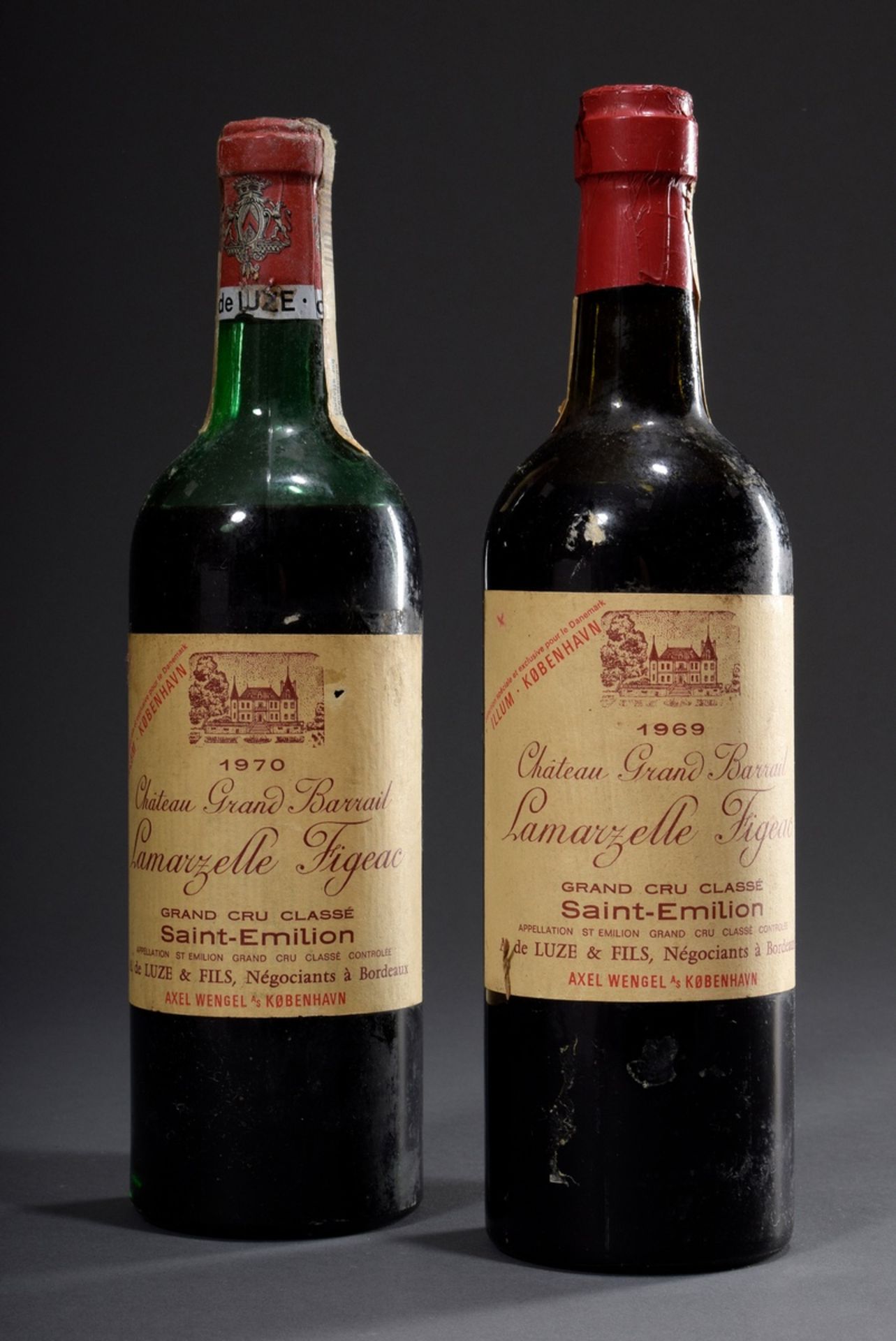 2 Flaschen 1969, 1970 Chateau Grand Barrail, Lam | 2 bottles 1969, 1970 Chateau Grand Barrail, Lama
