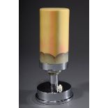 Vernickelte Art Deco Lampe mit zylindrischem Gla | Nickel plated Art Deco lamp with cylindrical gla
