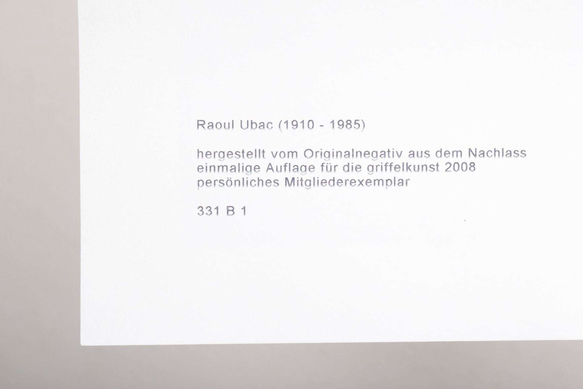 2 Diverse Fotografien: Ubac, Raoul (1910-1985) " | 2 Various photographs: Ubac, Raoul (1910-1985) " - Image 3 of 6