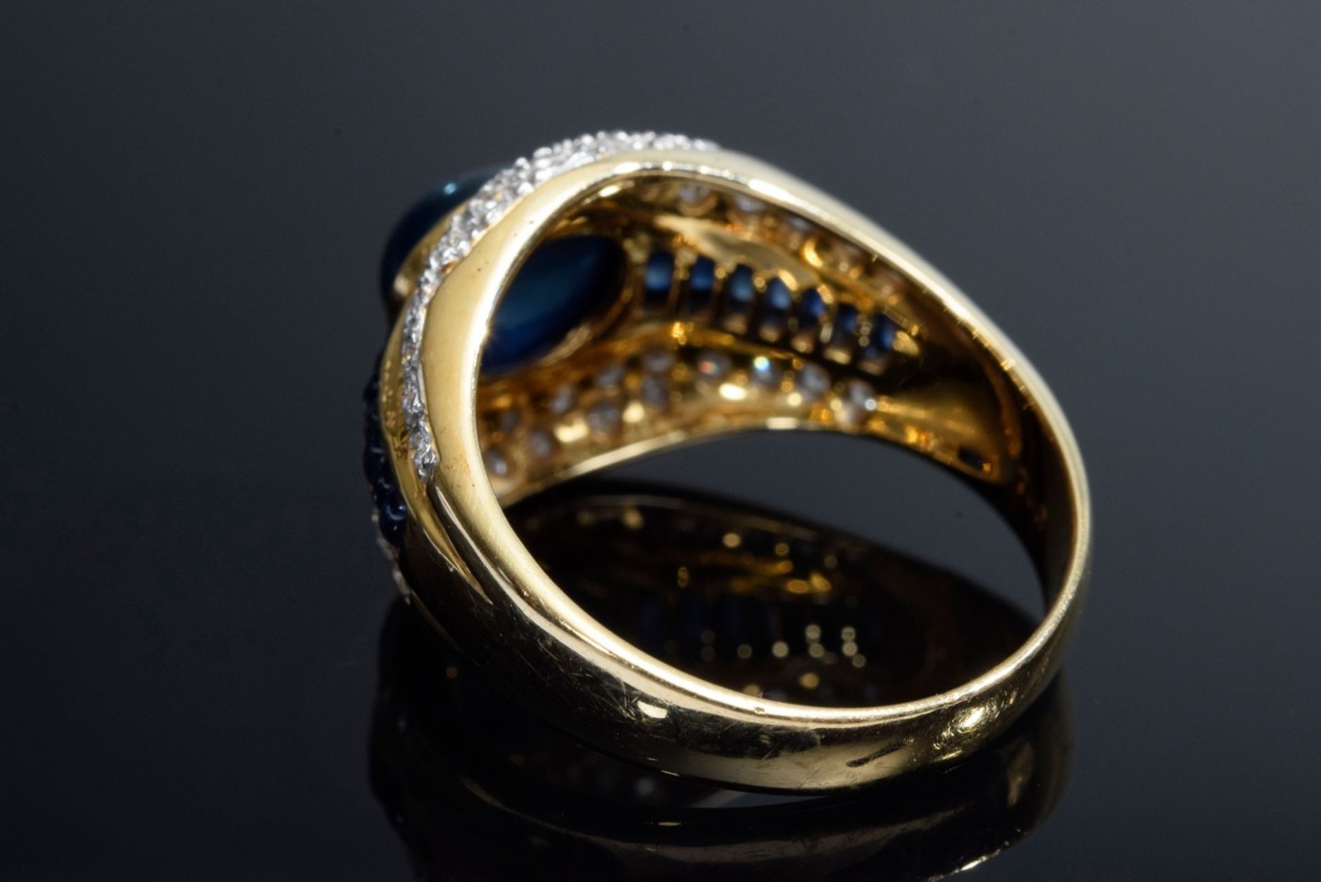 Moderner GG 750 Ring mit Saphiren und Brillanten | Modern GG 750 ring with sapphires and diamonds ( - Image 4 of 5