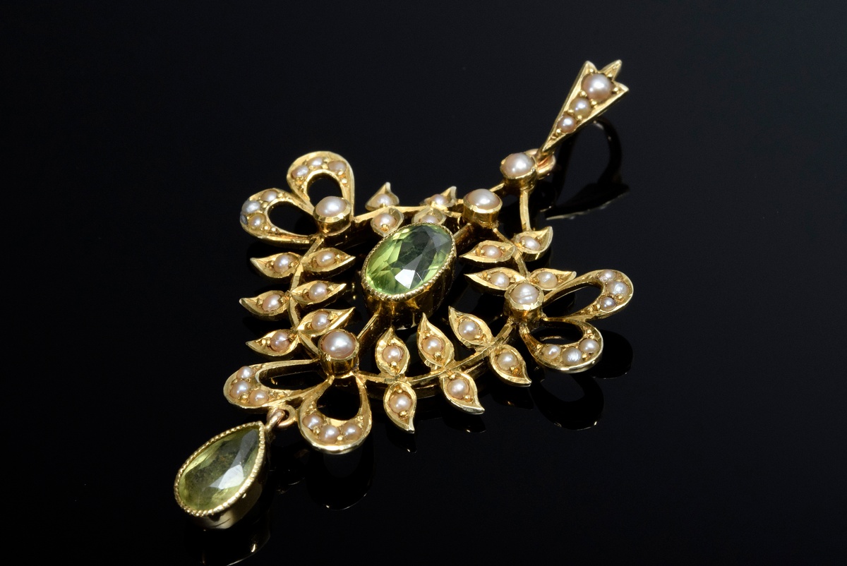 Victorianischer GG 375 Anhänger mit Peridot und Saa | Victorian GG 375 pendant with peridot and see - Image 2 of 3