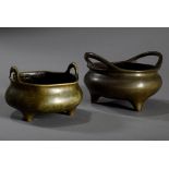 2 Diverse Bronze Censer, 1x Ming Bodenmarke und | 2 Various bronze censers, 1x Ming bottom mark an