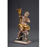 Kleiner Barocker Leuchterengel auf Volute kniend | Small baroque candelabra angel kneeling on a vol